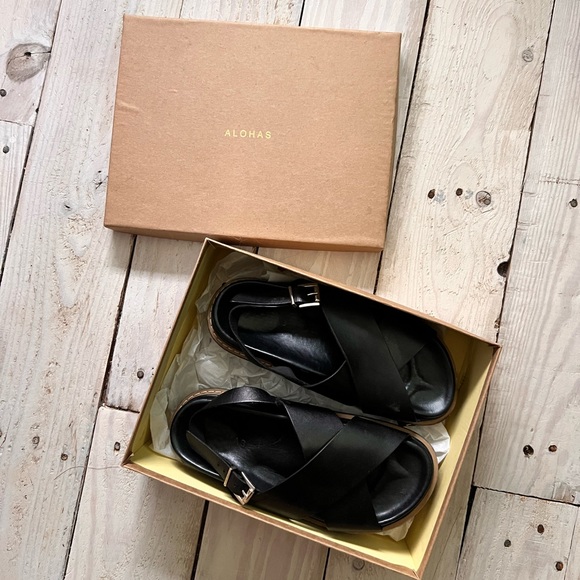 Alohas Shoes - Alohas Marshmallow Sandals in black (US 8.5, UK 6, EUR 39)